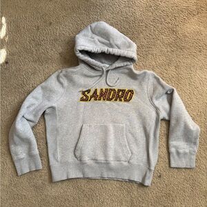 Sandro fleece leopard logo hoodies size 39